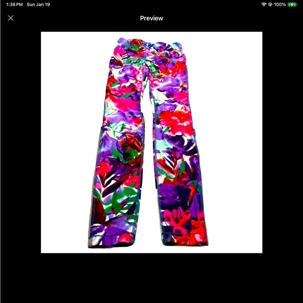 Roxy Vibrant Multi Colored Floral Leggings Size XS